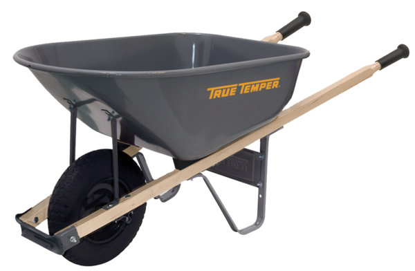 6 CUBIC FOOT STEEL WHEELBARROW WITH NEVER FLAT TIRE